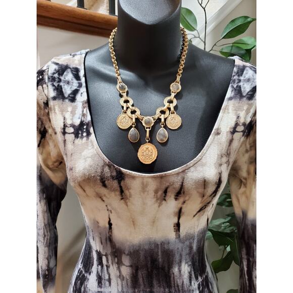 Dresscode Women Multicolor Rayon Scoop Neck Long Sleeve Knee Length Dress Size S - Picture 6 of 9